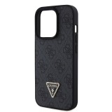 Guess PU 4G Strass Triangle Metal Logo Zadní Kryt + Crossbody Popruh pro iPhone 15 Pro Black