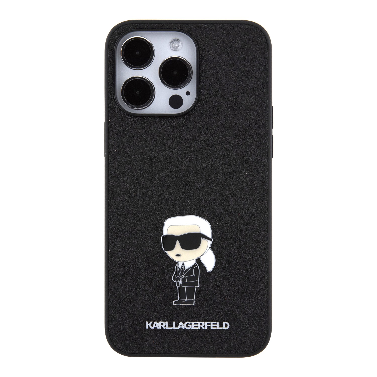 Zadní kryt Karl Lagerfeld Fixed Glitter Metal Ikonik pro Apple iPhone 15 Pro Max, černá