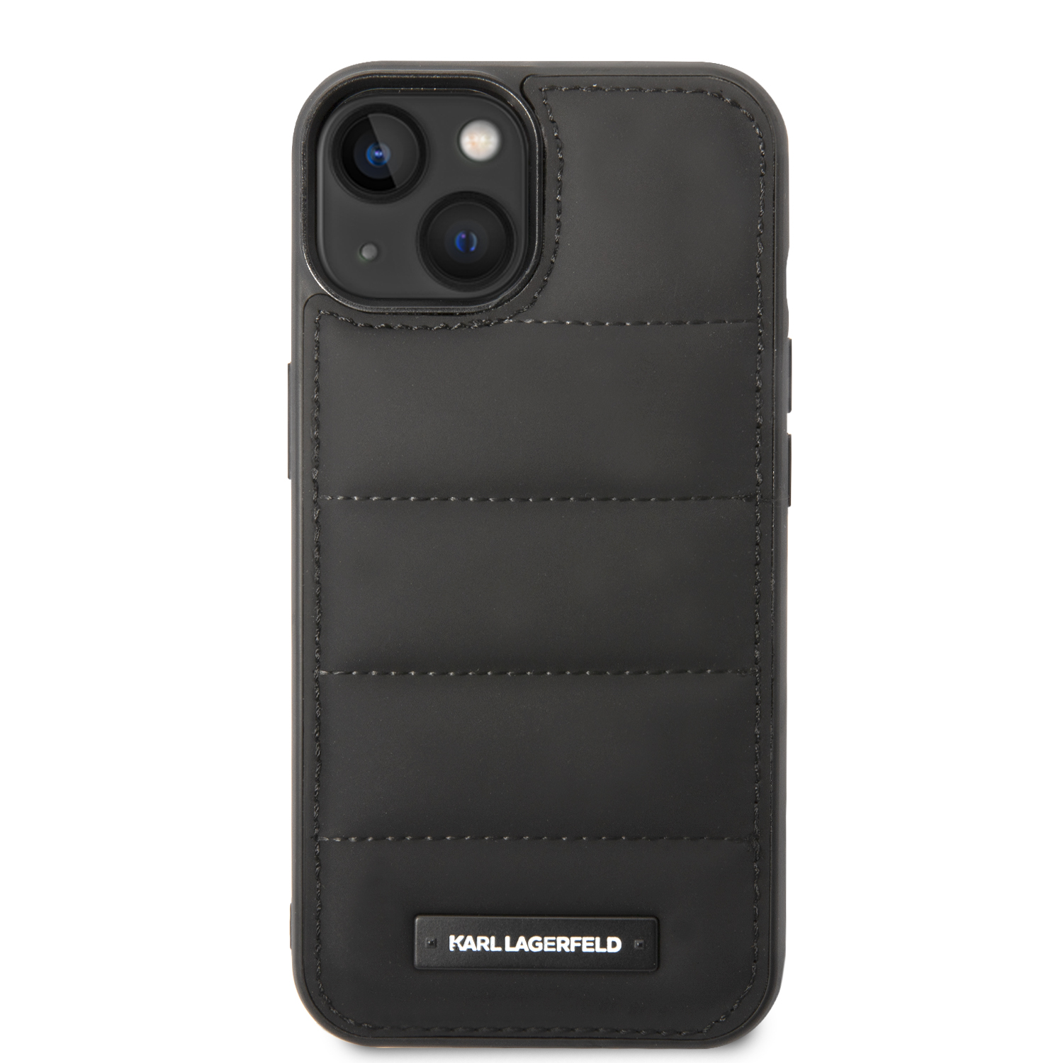 Karl Lagerfeld Quilted Puffy Metal Logo Zadní Kryt pro iPhone 15 Black