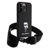 Karl Lagerfeld Saffiano Crossbody Metal Ikonik Zadní Kryt pro iPhone 15 Pro Max Black