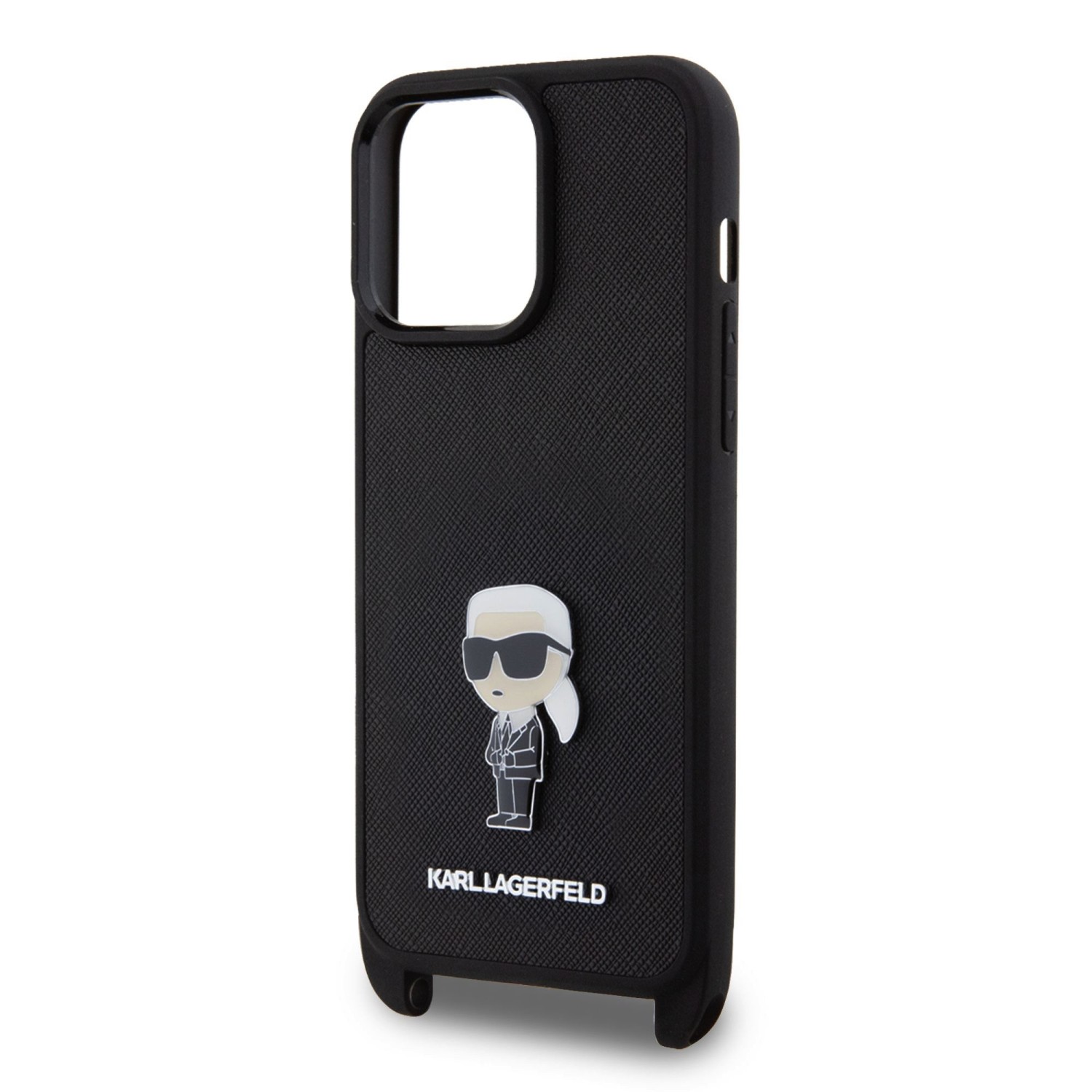 Karl Lagerfeld Saffiano Crossbody Metal Ikonik Zadní Kryt pro iPhone 15 Pro Max Black