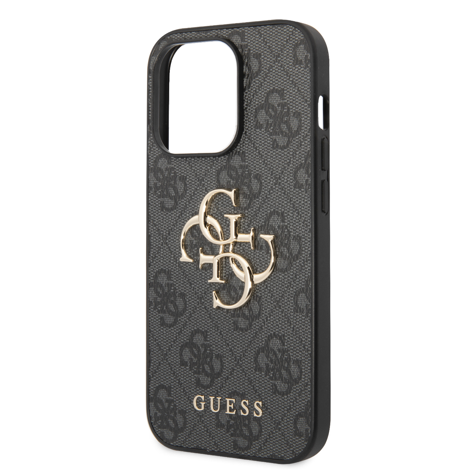 Guess PU 4G Metal Logo Zadní Kryt pro iPhone 15 Pro Grey