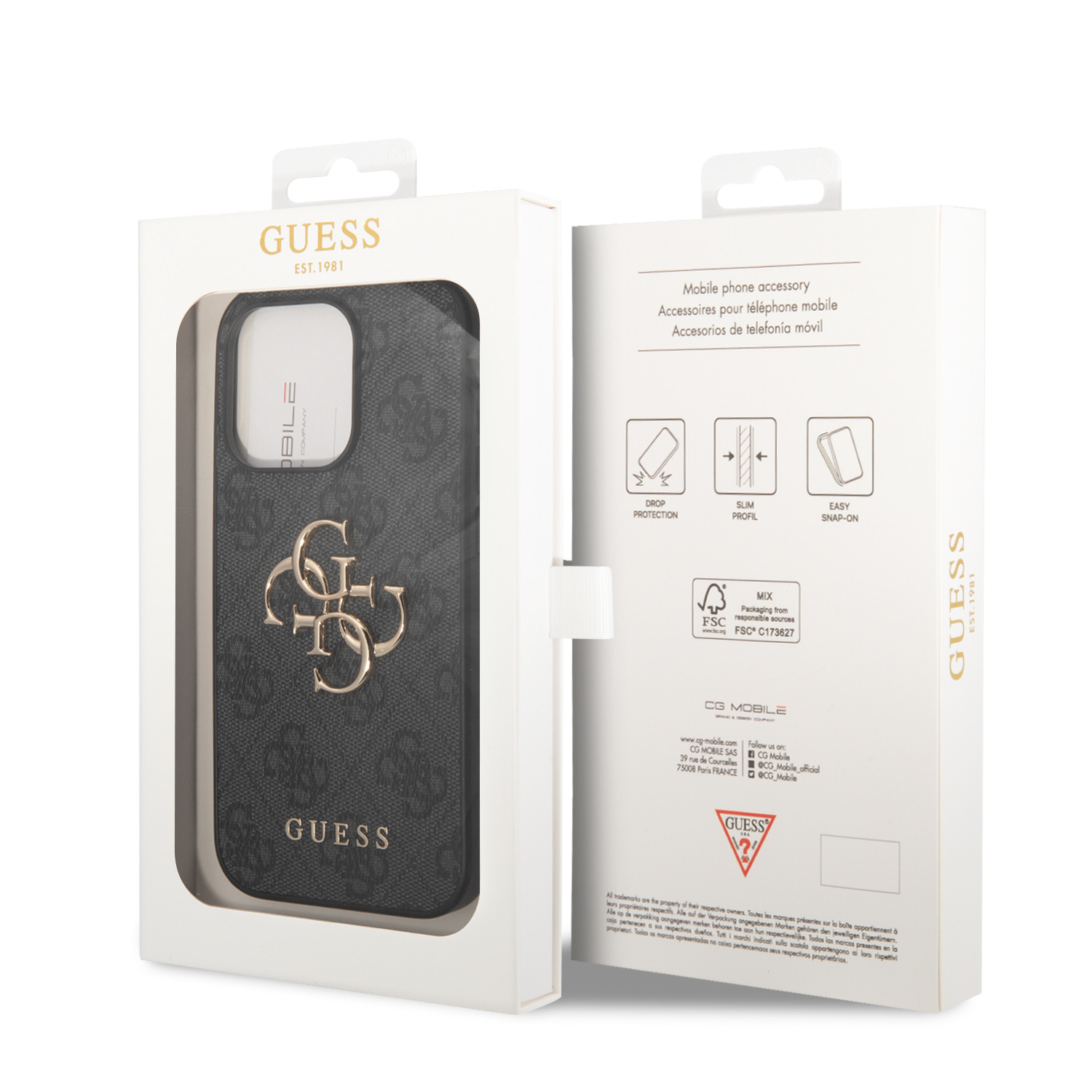 Guess PU 4G Metal Logo Zadní Kryt pro iPhone 15 Pro Grey