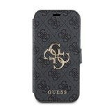 Guess PU 4G Metal Logo Book Pouzdro pro iPhone 15 Grey