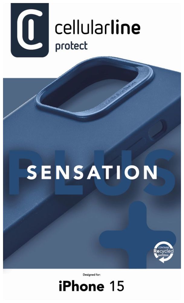 Ochranný silikonový kryt Cellularline Sensation Plus pro Apple iPhone 15, modrý