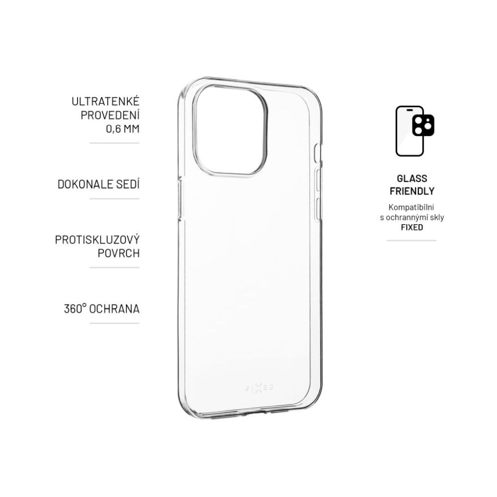 Ultratenké silikonové pouzdro FIXED Skin pro Apple iPhone 15 Pro, transparentní