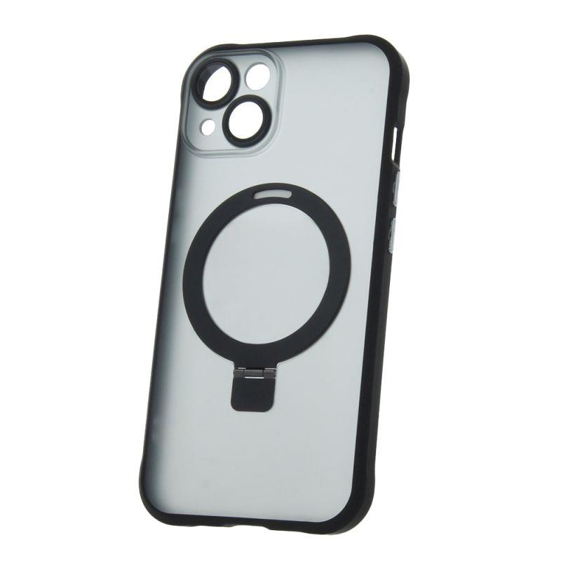 Levně Silikonové TPU pouzdro Mag Ring pro Apple iPhone 14, černá