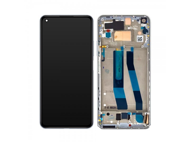 LCD + dotyk + rámeček pro Xiaomi 11 Lite 5G NE/Mi 11 Lite 4G/5G 2021, white (Service Pack)