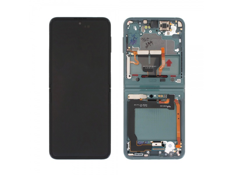 LCD + dotyk + rámeček pro Samsung Galaxy Z Flip 3 5G bez kamery, grren (Service Pack)
