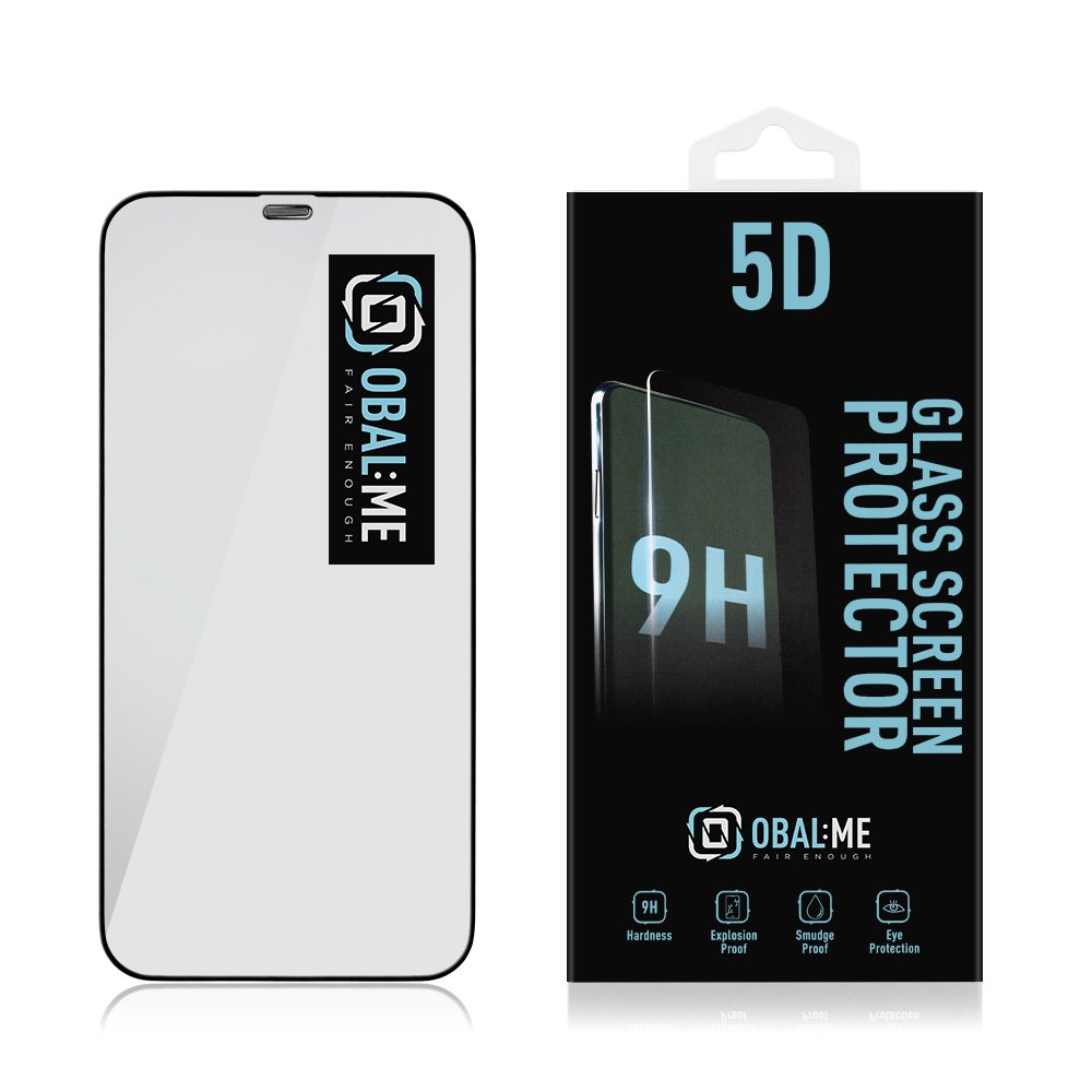 Levně Tvrzené sklo Obal:Me 5D pro Apple iPhone 12/12 Pro, černá
