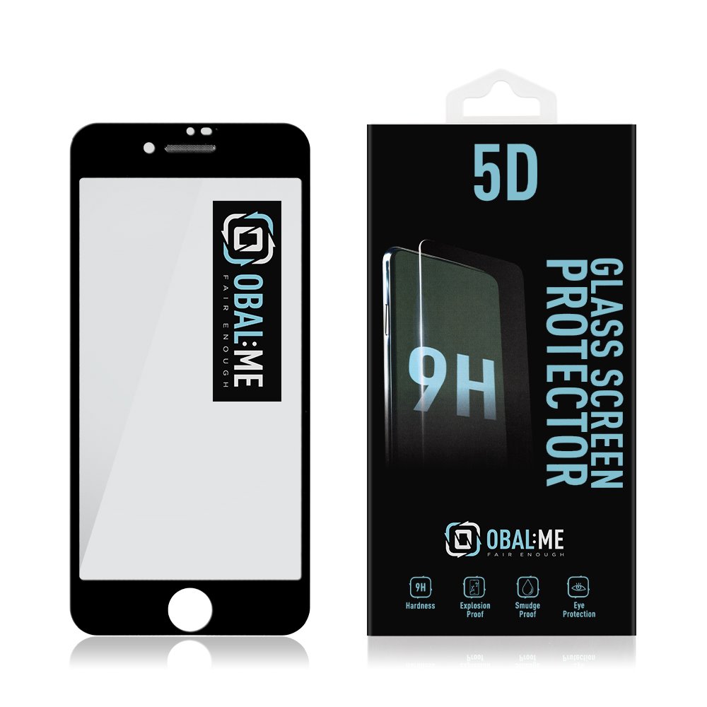 Levně Tvrzené sklo Obal:Me 5D pro Apple iPhone 7/8/SE2020/SE2022, černá