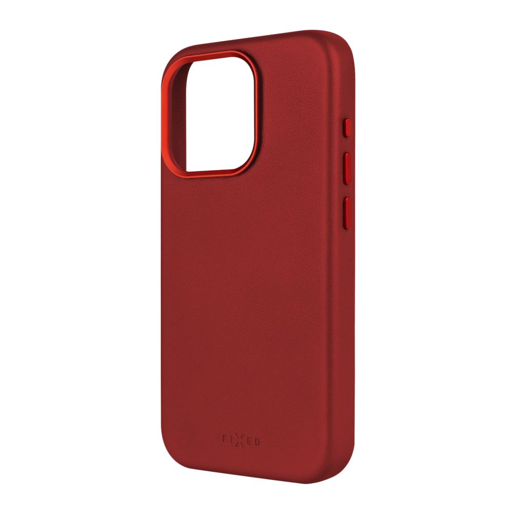 Kožený zadní kryt FIXED MagLeather s podporou MagSafe pro Apple iPhone 15 Pro Max, červená