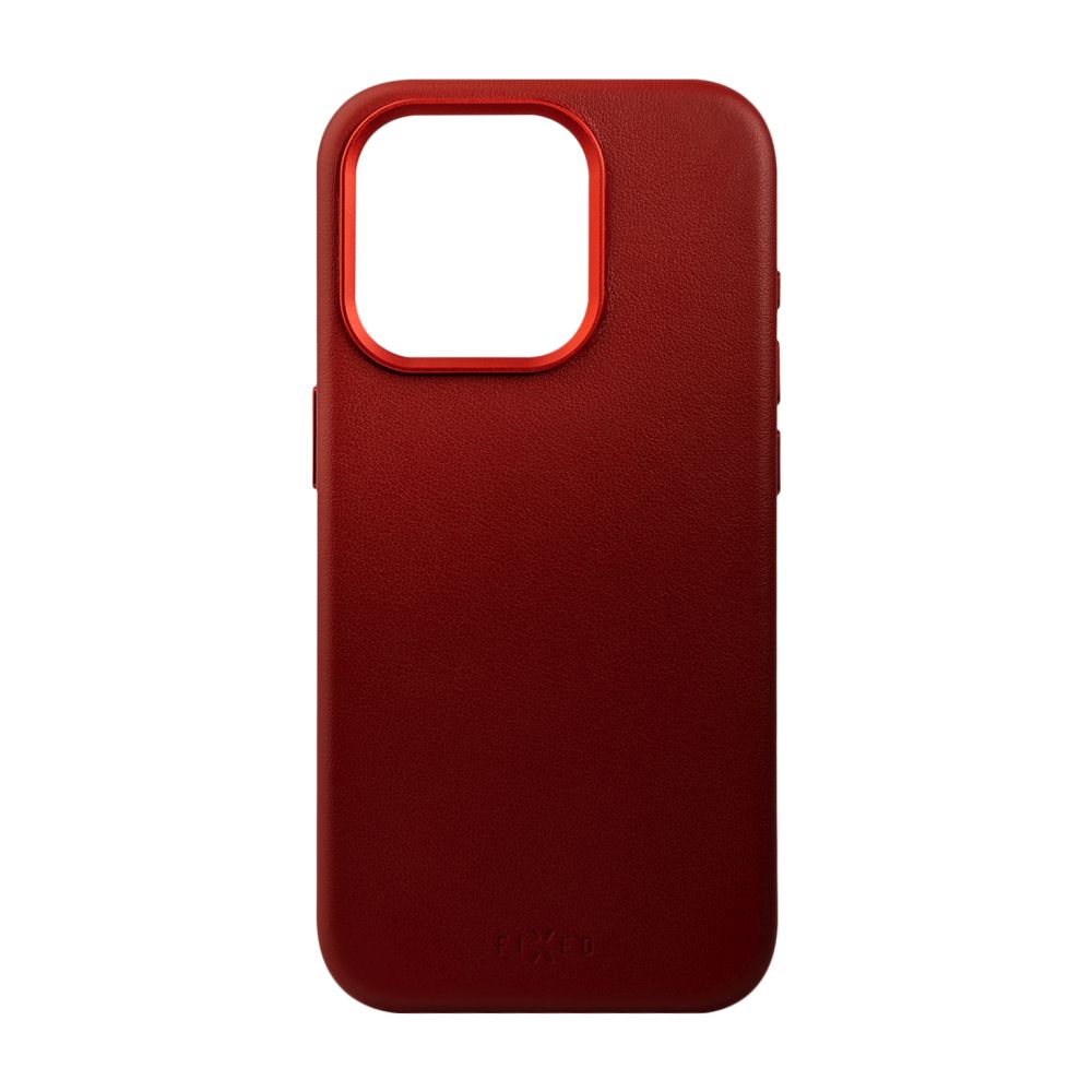 Kožený zadní kryt FIXED MagLeather s podporou MagSafe pro Apple iPhone 15 Pro, červená