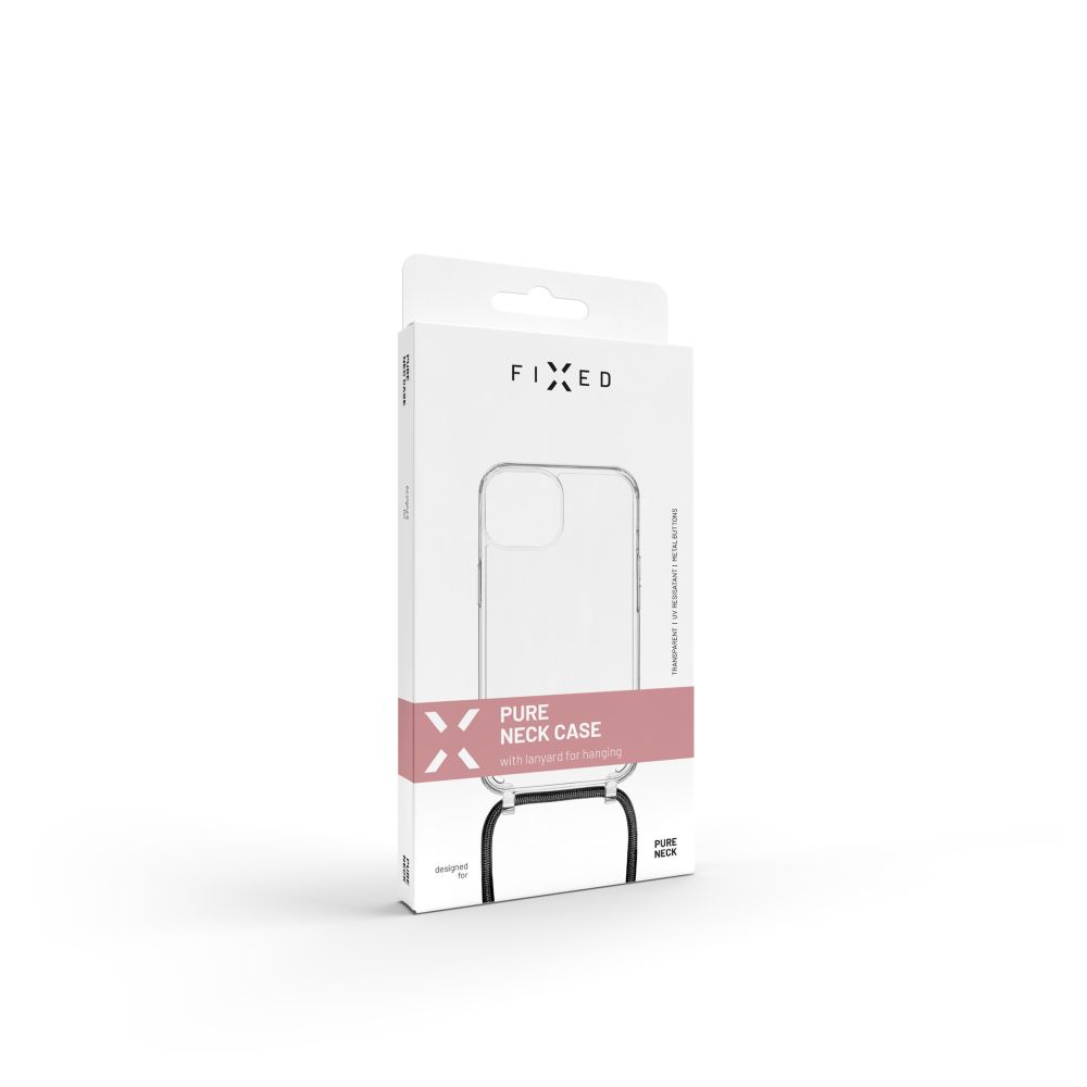 Pouzdro FIXED Pure Neck s černou šňůrkou na krk pro Apple iPhone 15 Pro