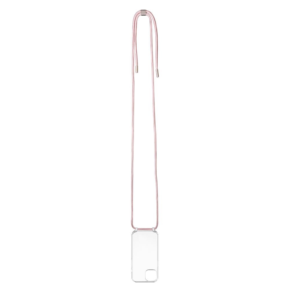 Pouzdro FIXED Pure Neck s růžovou šňůrkou na krk pro Apple iPhone 15 Plus