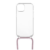 Pouzdro FIXED Pure Neck s růžovou šňůrkou na krk pro Apple iPhone 15