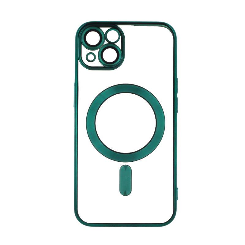 Levně Silikonové TPU pouzdro Mag Color Chrome pro Apple iPhone 15 Plus, zelená