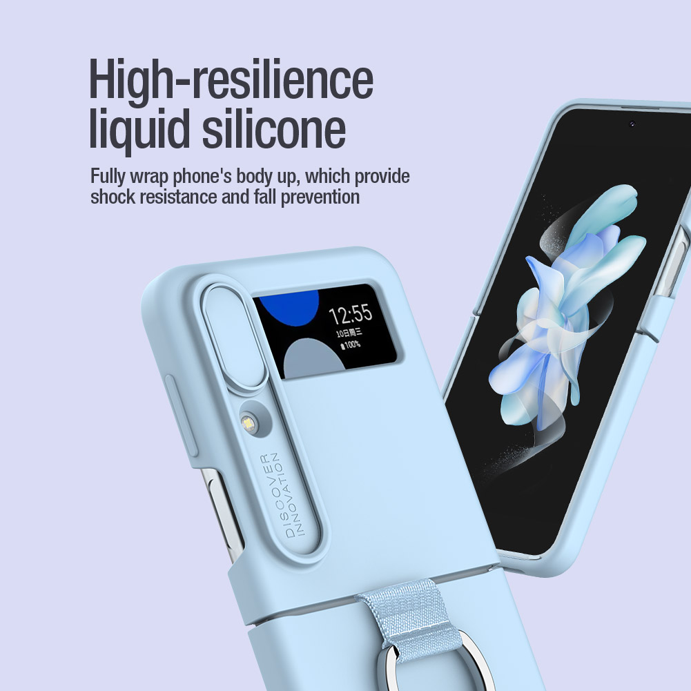 Nillkin CamShield Silky Silikonový Kryt pro Samsung Galaxy Z Flip 4 5G Light Peach