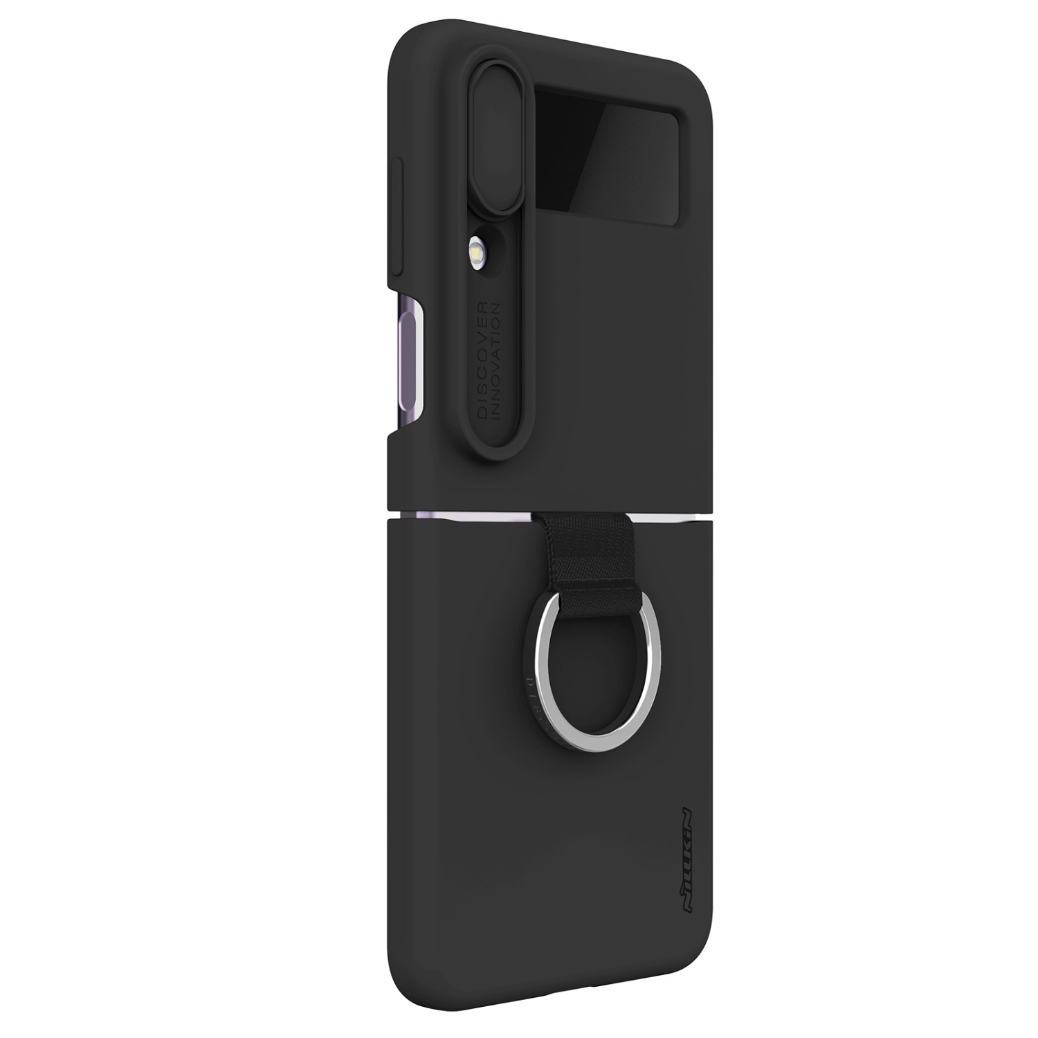 Levně Silikonový kryt Nillkin CamShield Silky pro Samsung Galaxy Z Flip4 5G s kroužkem, black