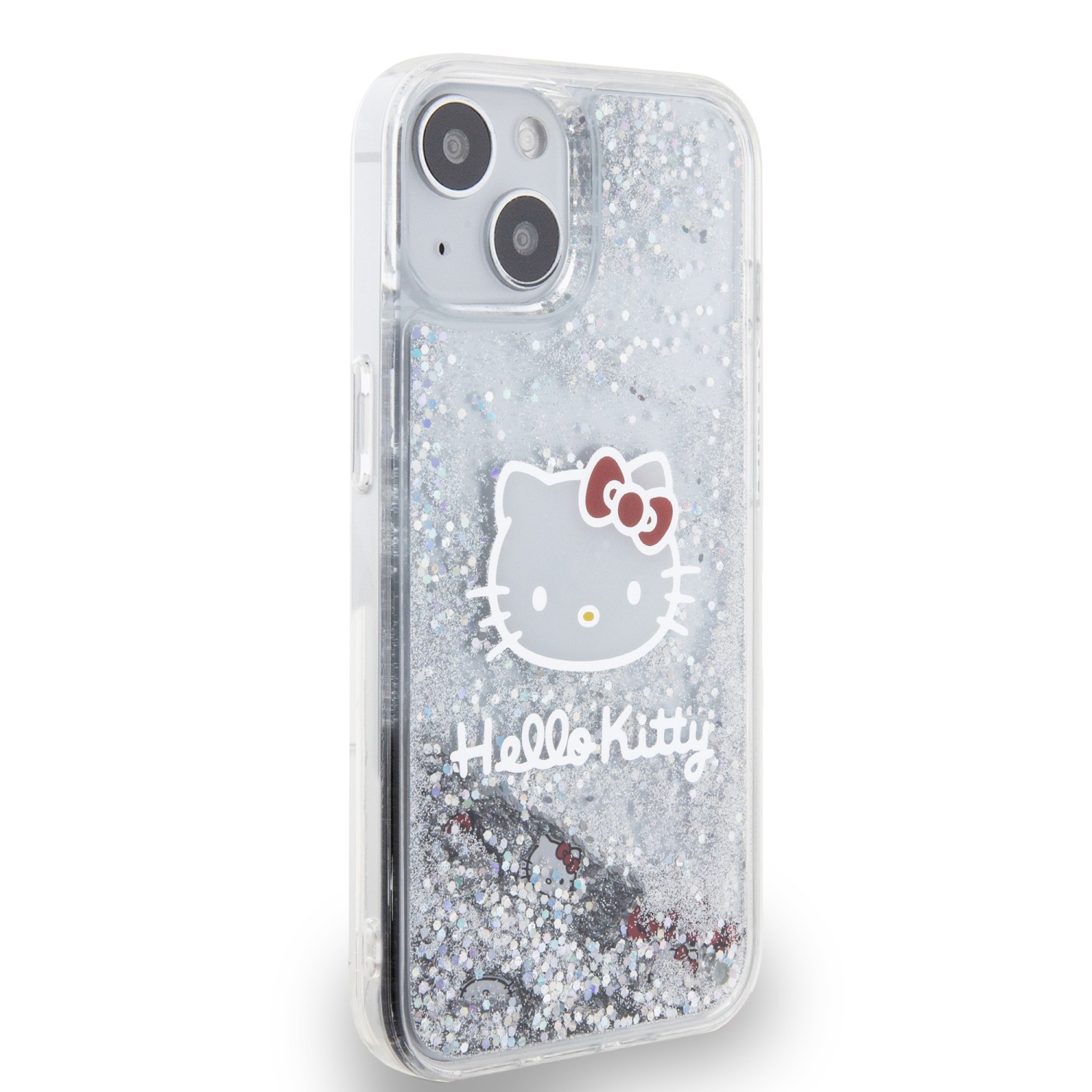 Hello Kitty Liquid Glitter Electroplating Head Logo Zadní Kryt pro iPhone 13 Transparent
