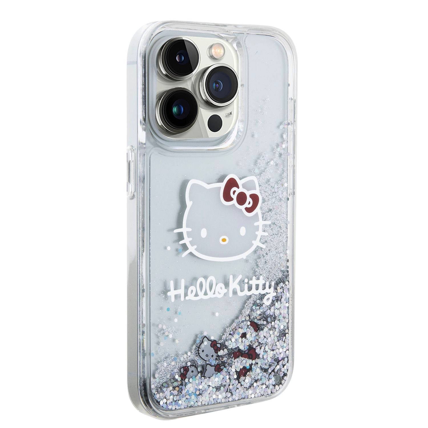 Hello Kitty Liquid Glitter Electroplating Head Logo Zadní Kryt pro iPhone 13 Pro Transparent