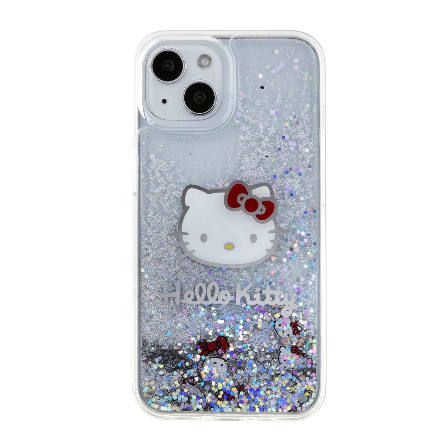 Hello Kitty Liquid Glitter Electroplating Head Logo Zadní Kryt pro iPhone 15 Transparent