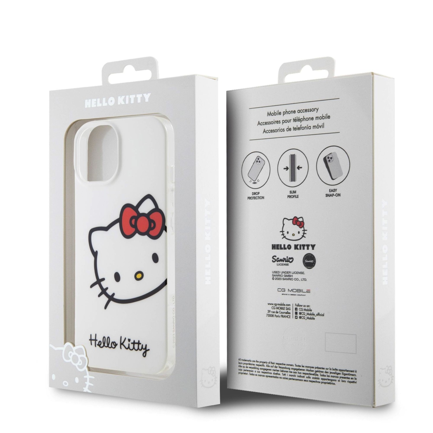 Hello Kitty IML Head Logo Zadní Kryt pro iPhone 15 White 