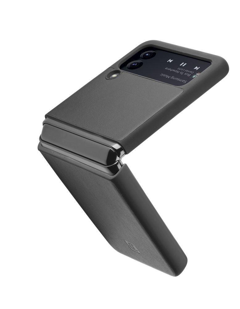 Ochranný kryt Cellularline Fit Duo pro Samsung Galaxy Z Flip4, PU kůže, černý