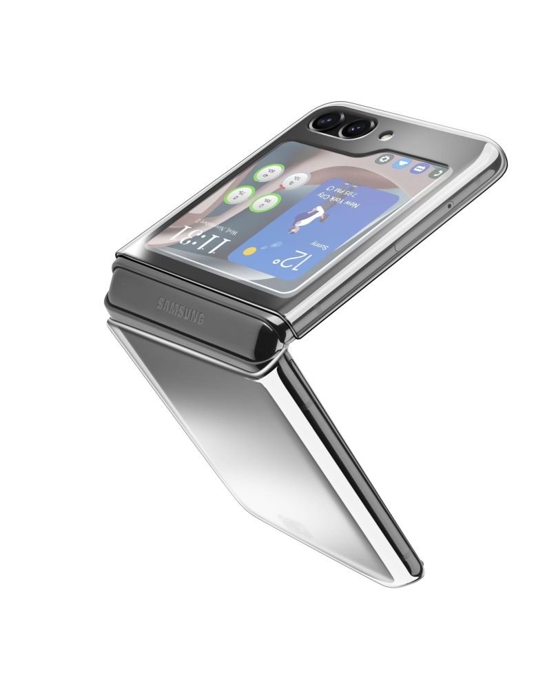 Zadní kryt s ochranným rámečkem Cellularline Clear Duo pro Samsung Galaxy Z Flip5, čirý