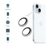 Ochranná skla čoček fotoaparátů FIXED Camera Glass pro Apple iPhone 15/15 Plus, stříbrná