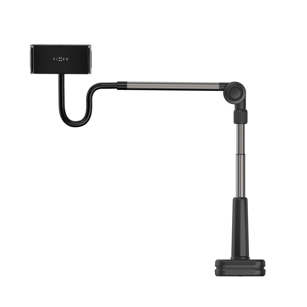 Univerzální držák na tablet/telefon pro upevnění na stůl FIXED Relax s otočným a nastavitelným ramenem, černý