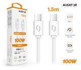 Datový kabel ALIGATOR POWER 100W, USB-C/USB-C 5A, 1,5m bílý