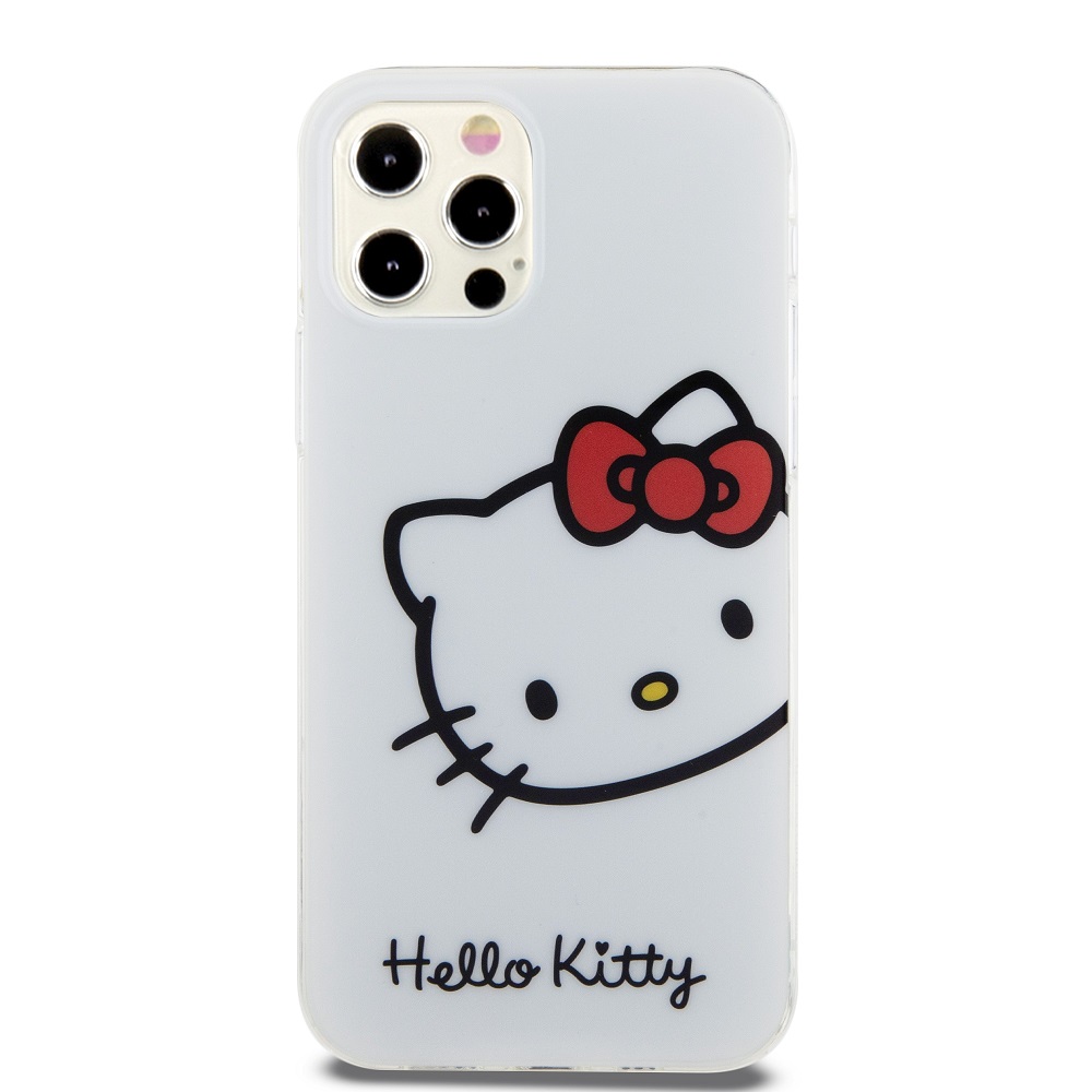 Zadní kryt Hello Kitty IML Head Logo pro Apple iPhone 12/12 Pro, bílá