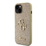 Guess PU Fixed Glitter 4G Metal Logo Zadní Kryt pro iPhone 13 Gold