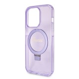 Guess IML Ring Stand Glitter MagSafe Zadní Kryt pro iPhone 15 Pro Purple
