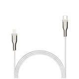 Krátký nabíjecí a datový opletený kabel FIXED s konektory USB-C/Lightning a podporou PD, 0.5 m, MFI, bílá