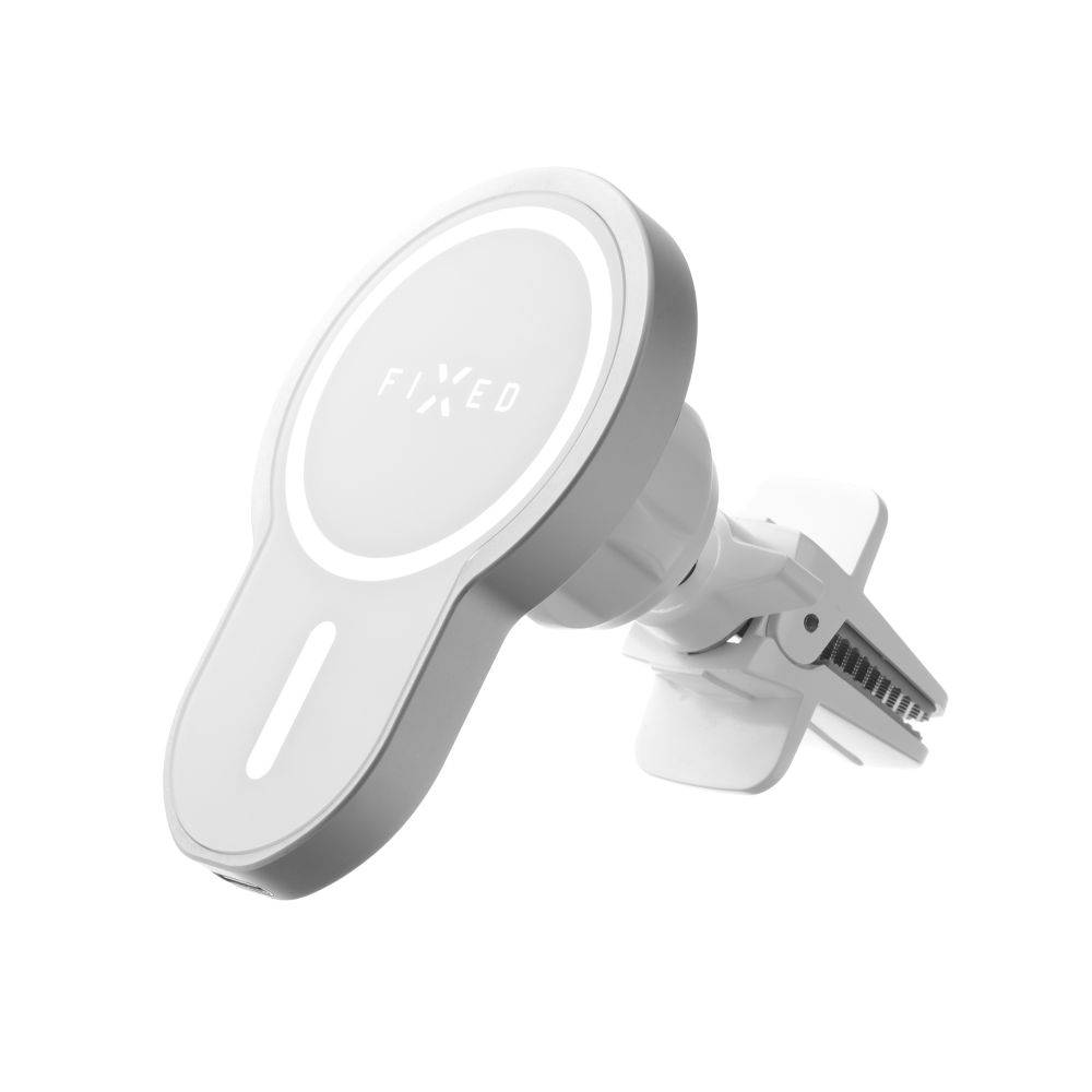 Levně Držák s bezdrátovým nabíjením FIXED MagClick s podporou uchycení MagSafe, 15W, bílý