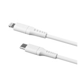 Dlouhý nabíjecí a datový Liquid silicone kabel FIXED s konektory USB-C/Lightning a podporou PD, 2m, MFI, bílý