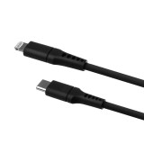Nabíjecí a datový kabel FIXED Liquid silicone s konektory USB-C/Lightning a podporou PD, 0.5m, MFI, černá