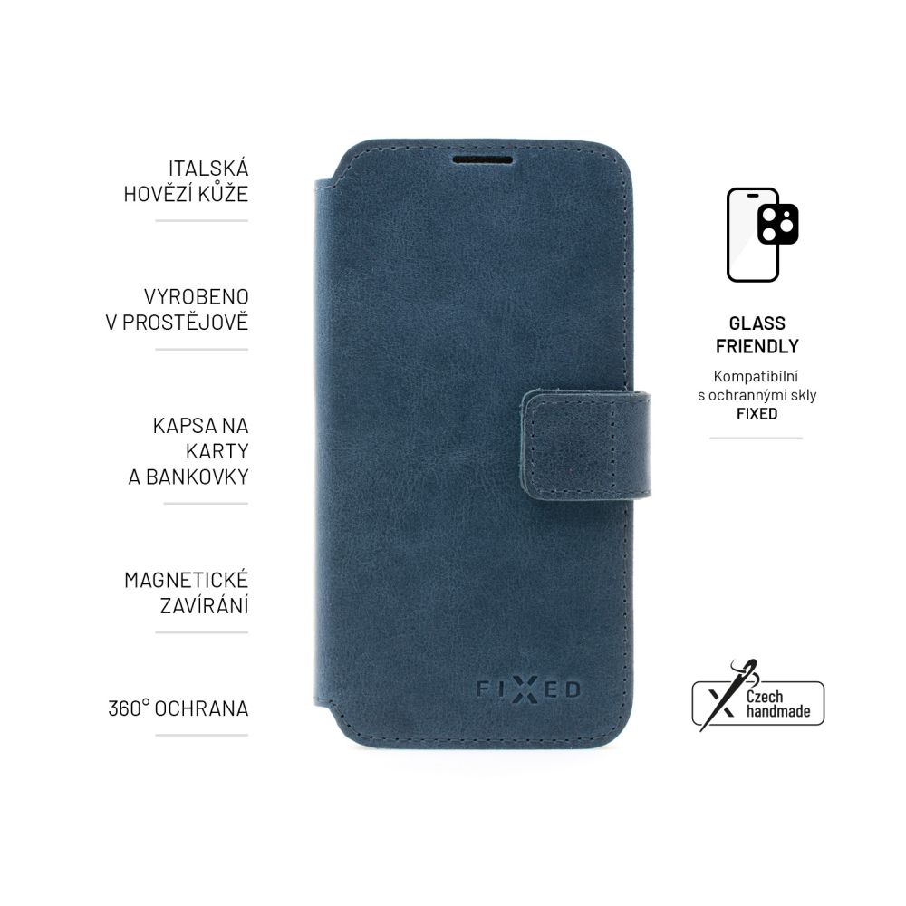 Kožené pouzdro typu kniha FIXED ProFit pro Samsung Galaxy A35 5G, modré