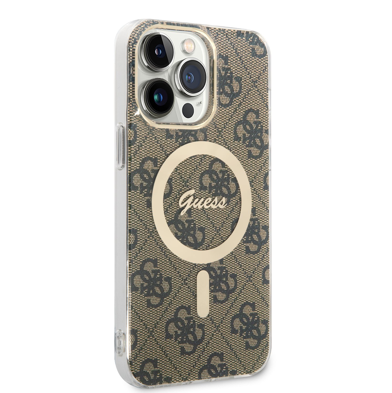 Guess 4G IML MagSafe Zadní Kryt pro iPhone 14 Pro Max Brown