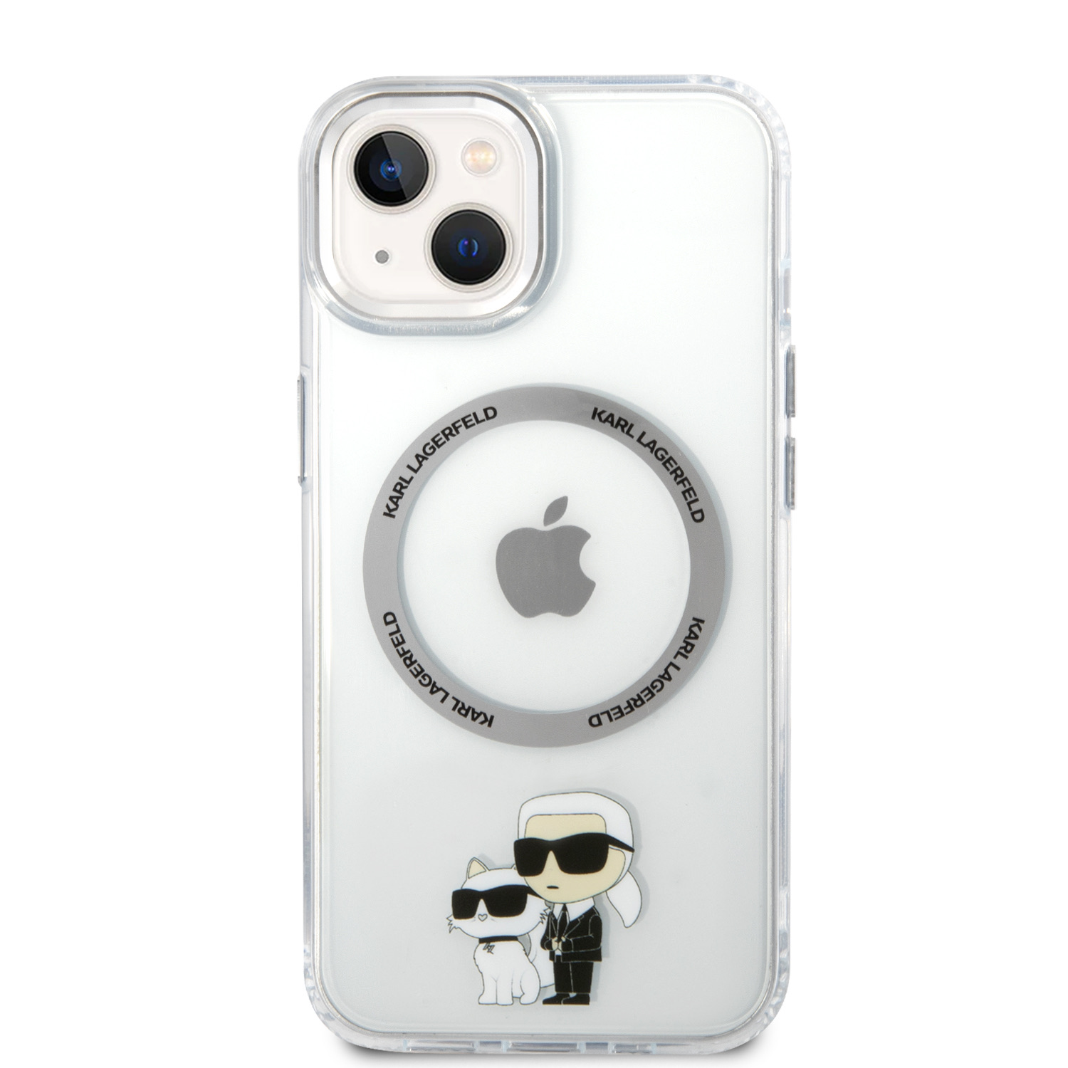 Zadní kryt Karl Lagerfeld IML Karl and Choupette NFT MagSafe pro Apple iPhone 15, transparentní