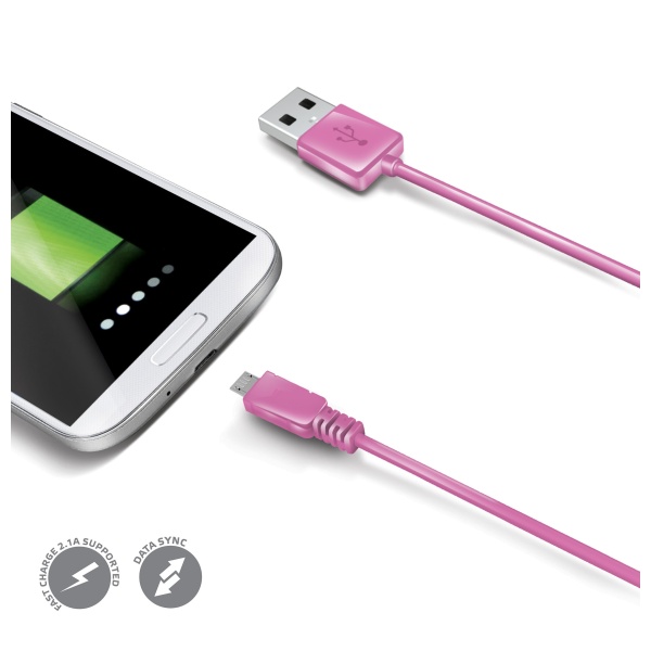 Datový USB kabel CELLY s microUSB - růžový
