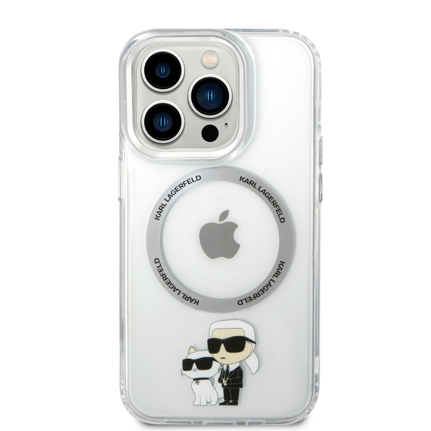 Zadní kryt Karl Lagerfeld IML Karl and Choupette NFT MagSafe pro Apple iPhone 13 Pro, transparentní