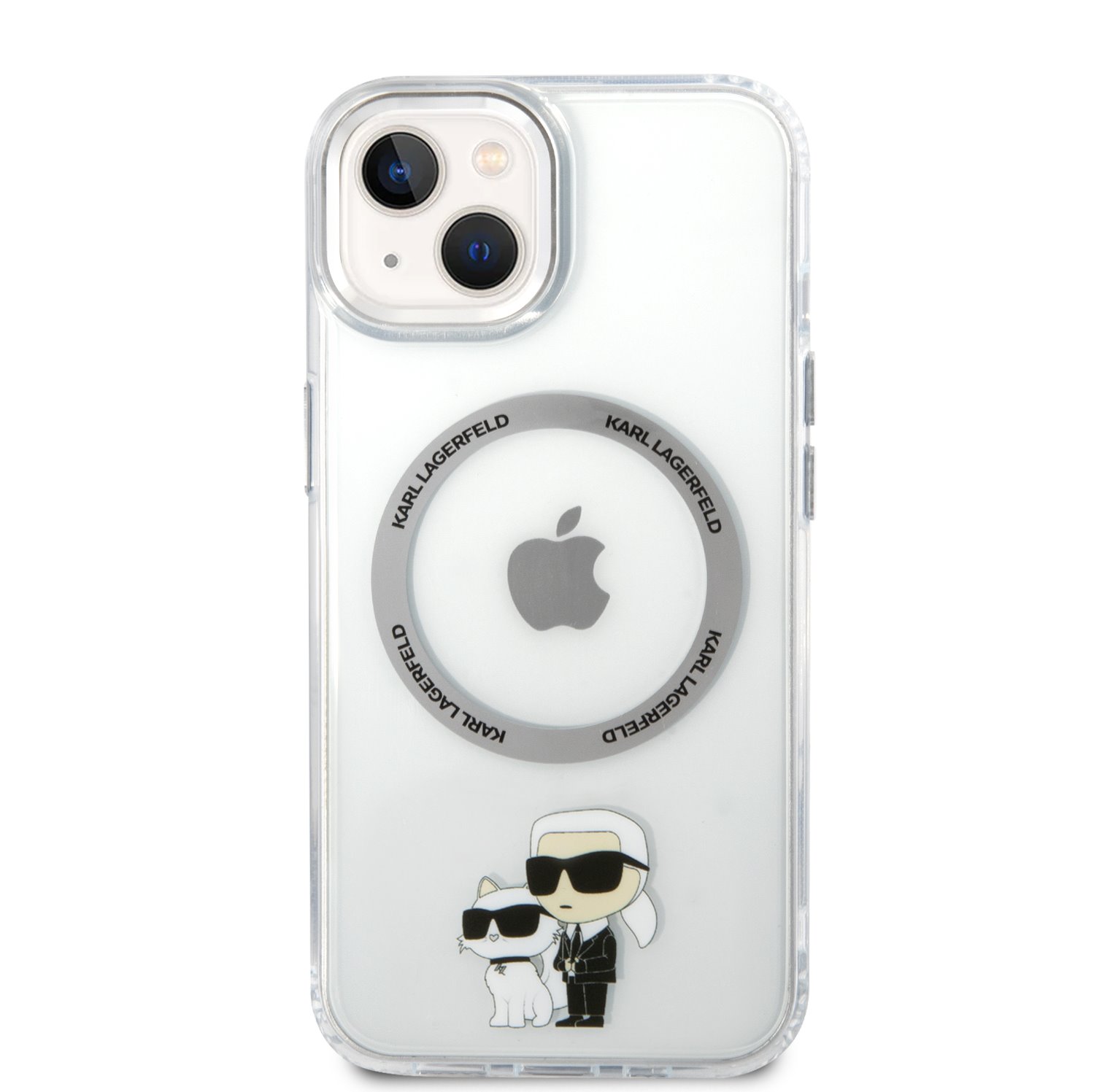Zadní kryt Karl Lagerfeld IML Karl and Choupette NFT MagSafe pro Apple iPhone 13, transparentní