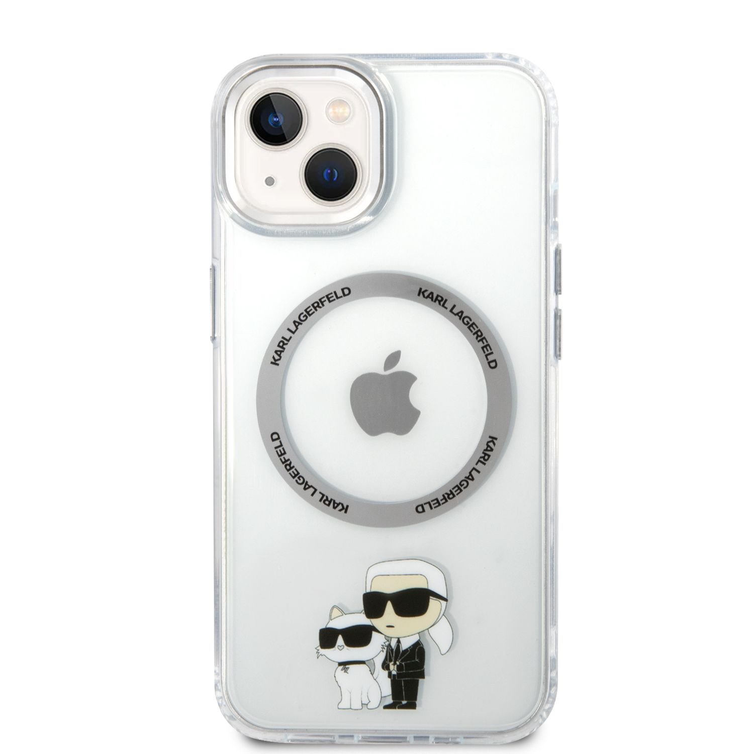 Levně Zadní kryt Karl Lagerfeld IML Karl and Choupette NFT MagSafe pro Apple iPhone 14 Plus, transparentní
