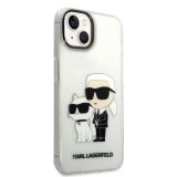 Karl Lagerfeld IML Glitter Karl and Choupette NFT Zadní Kryt pro iPhone 14 Plus Transparent