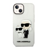 Karl Lagerfeld IML Glitter Karl and Choupette NFT Zadní Kryt pro iPhone 14 Transparent