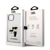 Karl Lagerfeld IML Glitter Karl and Choupette NFT Zadní Kryt pro iPhone 14 Transparent