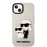 Karl Lagerfeld IML Glitter Karl and Choupette NFT Zadní Kryt pro iPhone 13 Transparent